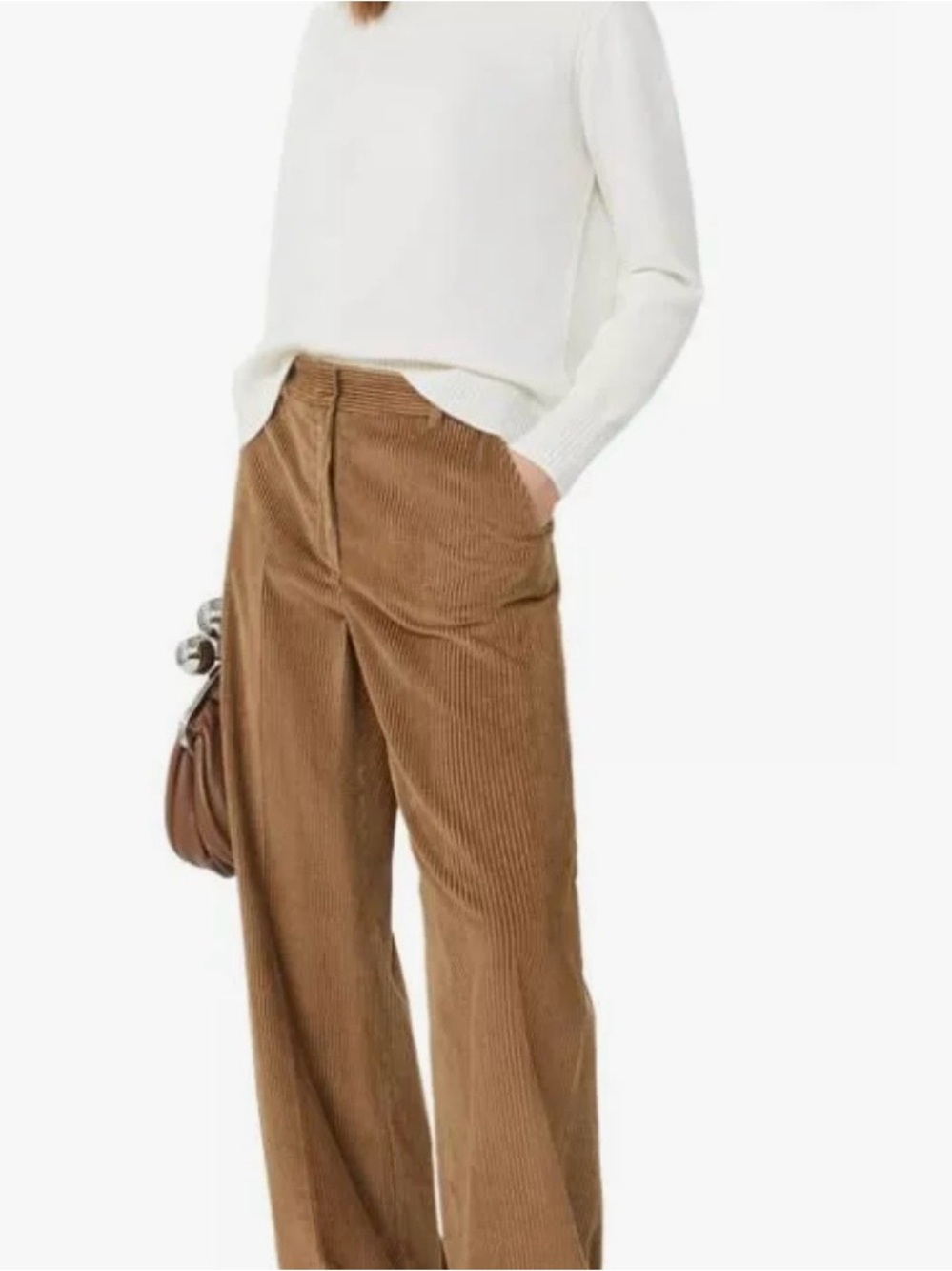 Weekend Max Mara Chestnut Wide-Leg Corduroy Pants